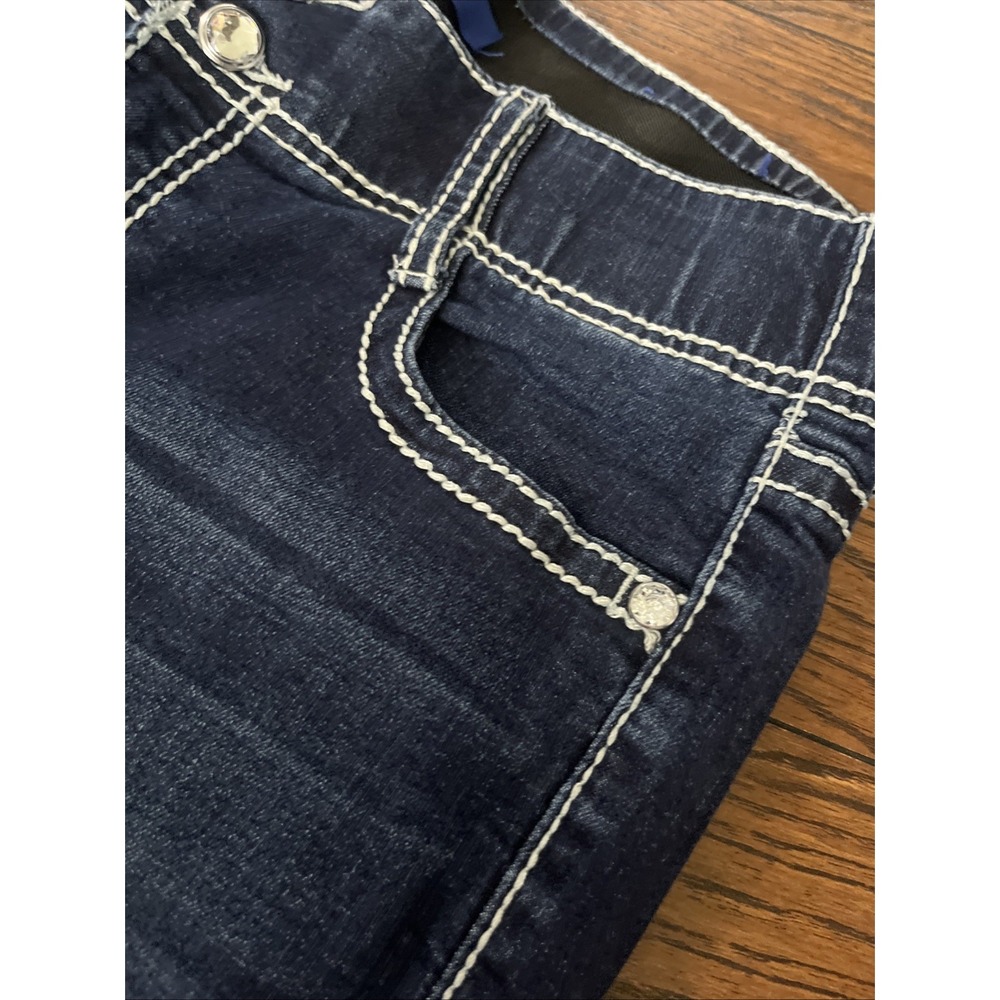 Apt. 9 Rhinestones Bling 12 Women's Jeans Sparkle Bootcut Cross Contrast Trim - Picture 5 of 8